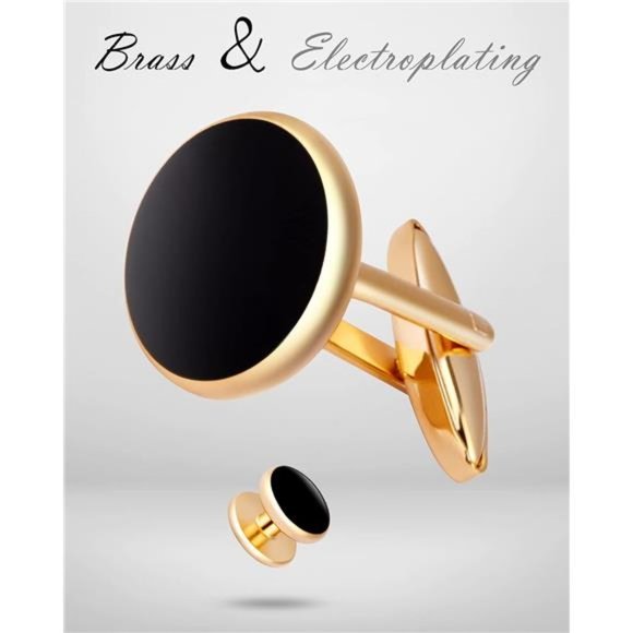 Mens Cufflinks and Studs, Tuxedo Shirt Cufflinks and Studs Set Brass Cufflinks - Picture 2 of 7